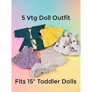 Vintage 1960s Doll Clothes Lot – 5 Outfits for 15” Toddler Dolls (Betsy Wetsy, T